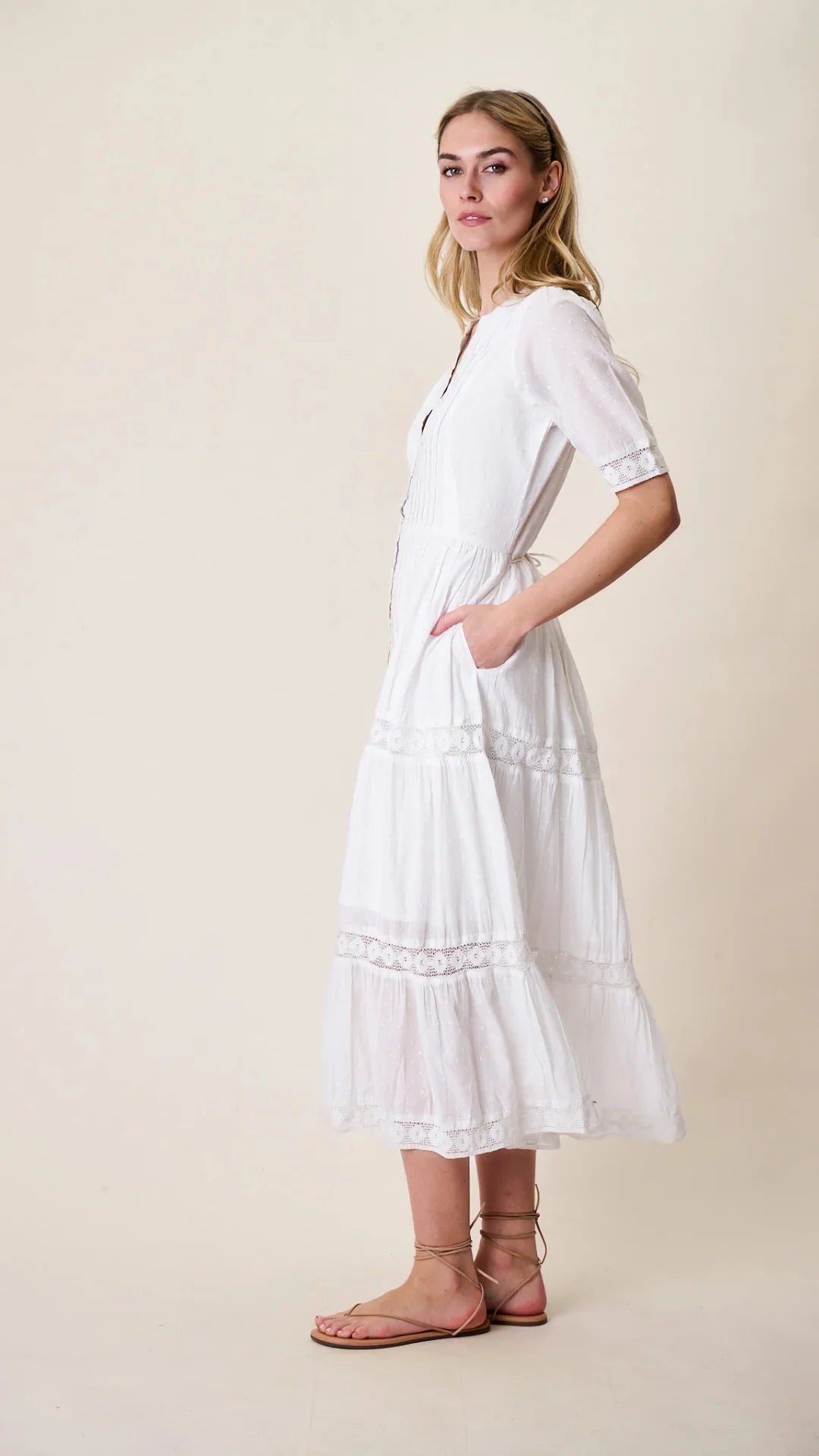 Marea Eve Dress - White Dobby