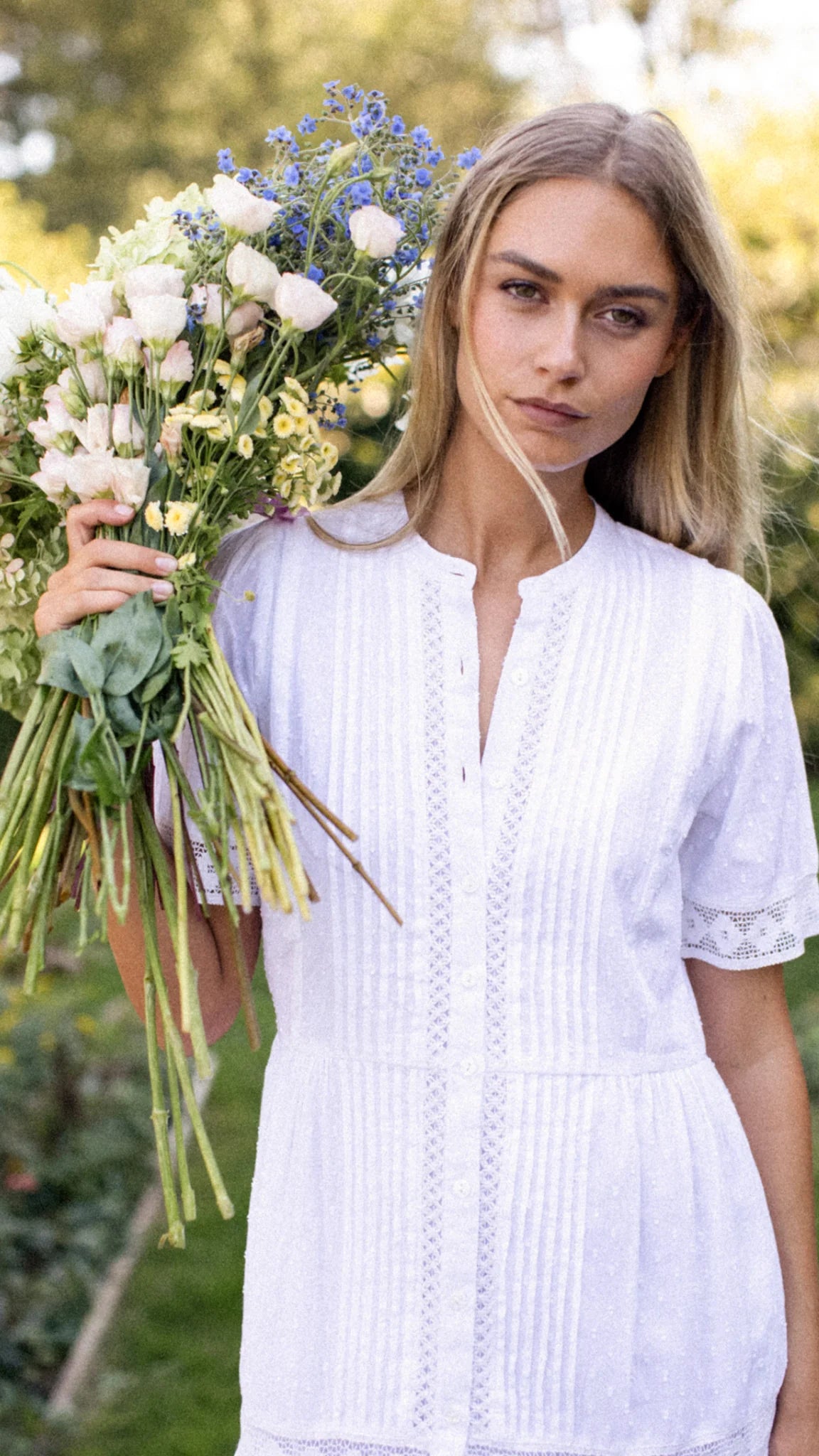 Marea Eve Dress - White Dobby