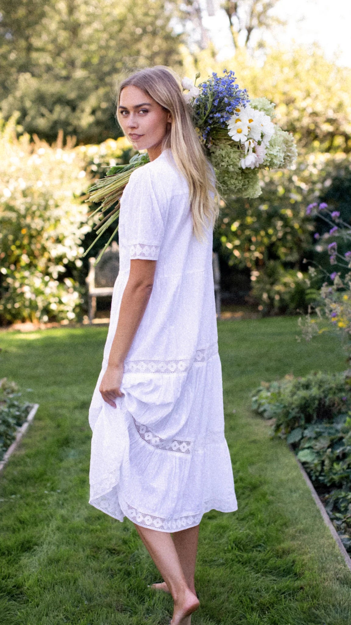 Marea Eve Dress - White Dobby
