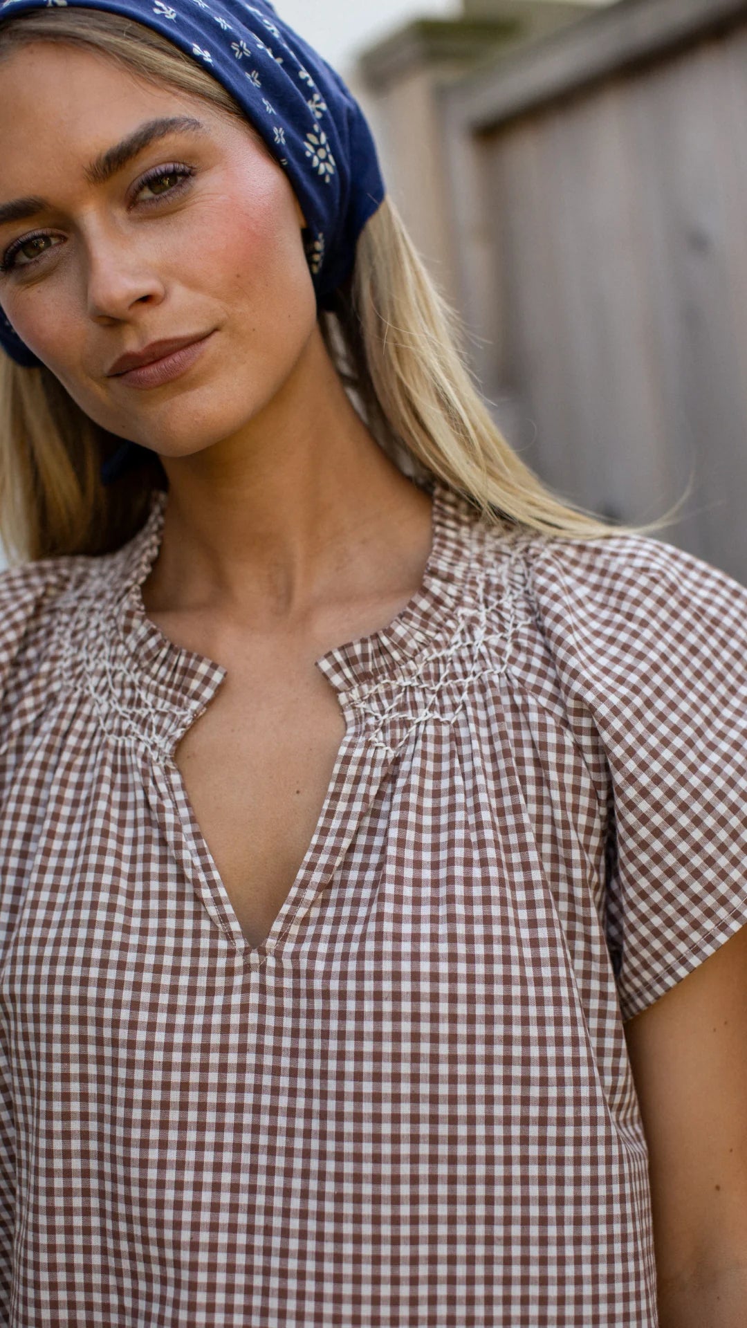 Marea Cecelia Shortie Dress - Mocha Mini Gingham