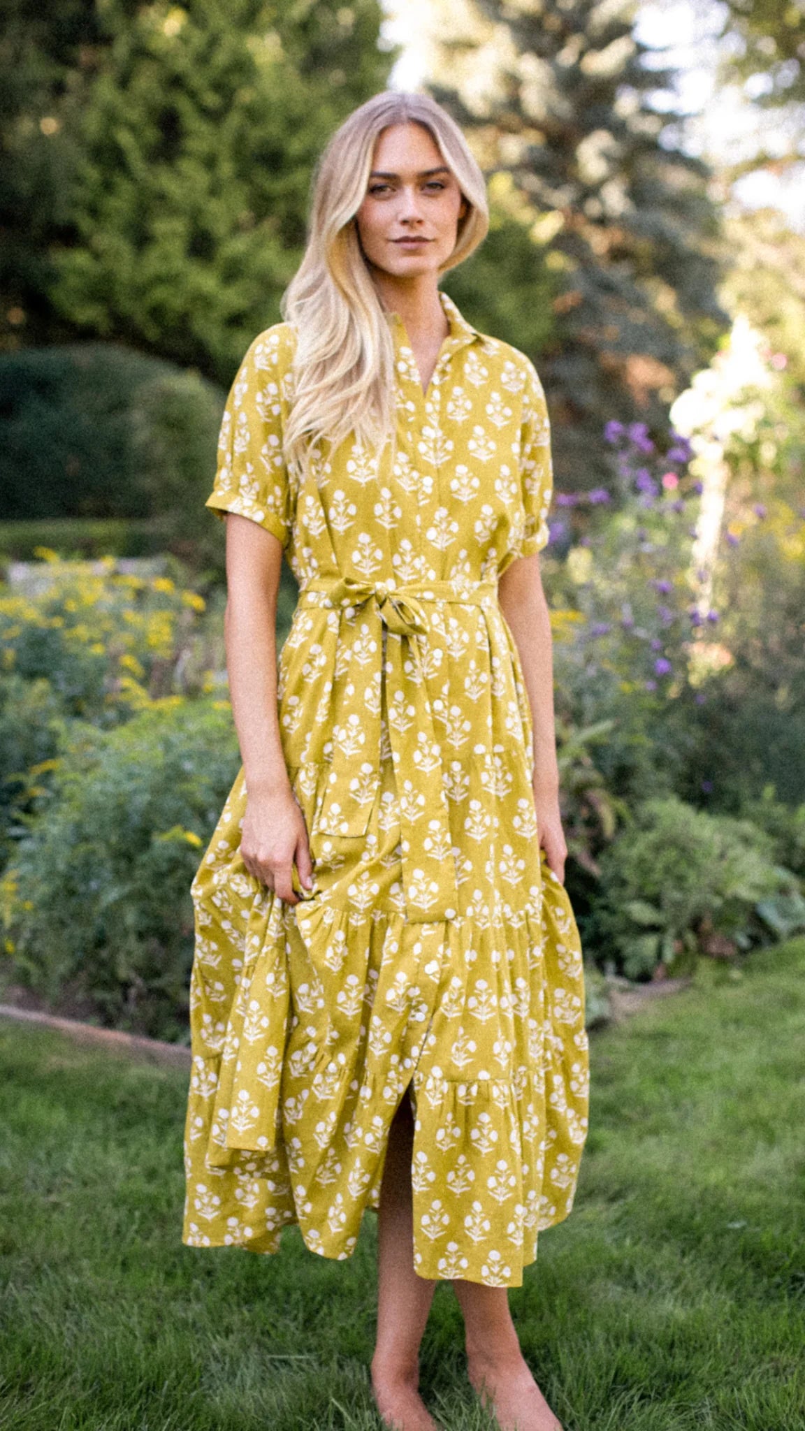 Marea Shirt Dress - Chartreuse Daffodil