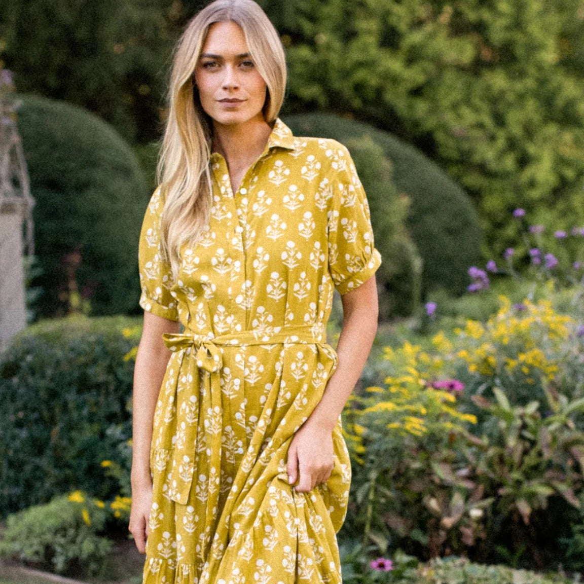 Marea Shirt Dress - Chartreuse Daffodil