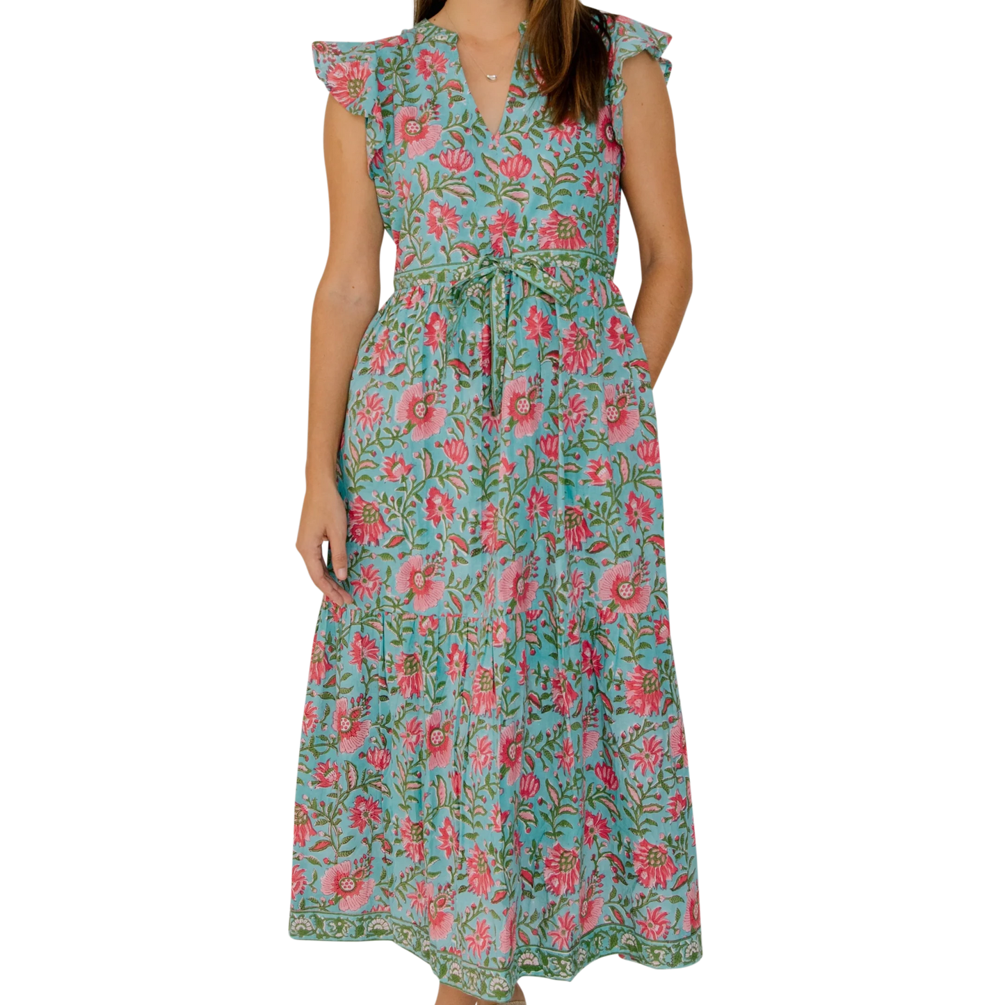 Charleston Shoe Co. Aubrey Dress - Turquoise & Pink Floral