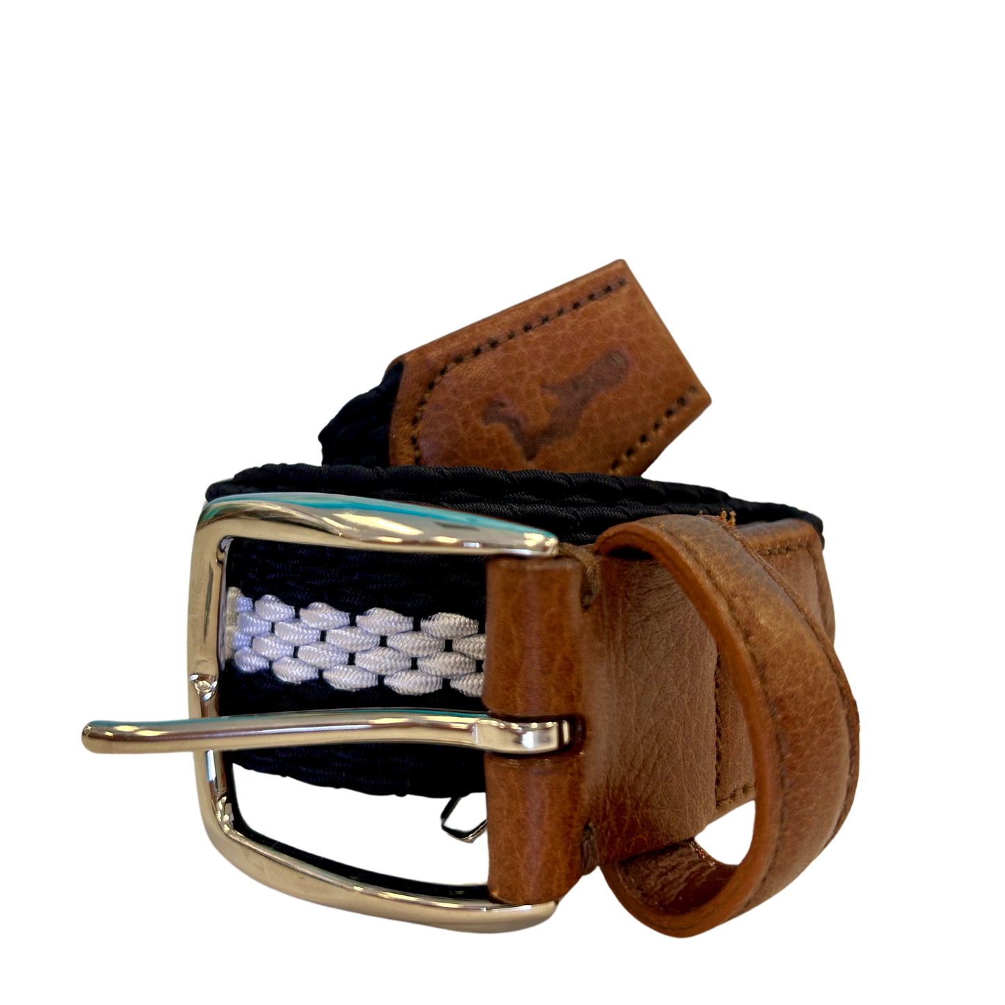 F.H. Wadsworth Elastic Stretch Belt - Navy & White Stripe