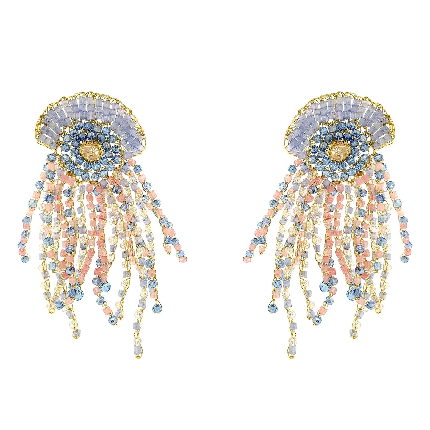 Lavish Oceanus Maxi Earrings - Soft Pink & Blue Mix
