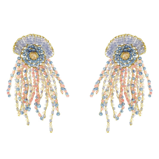 Lavish Oceanus Maxi Earrings - Soft Pink & Blue Mix