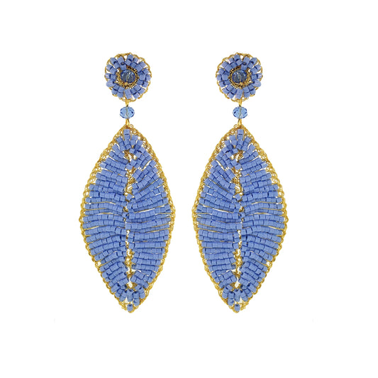 Lavish Leaf Earrings - Blue