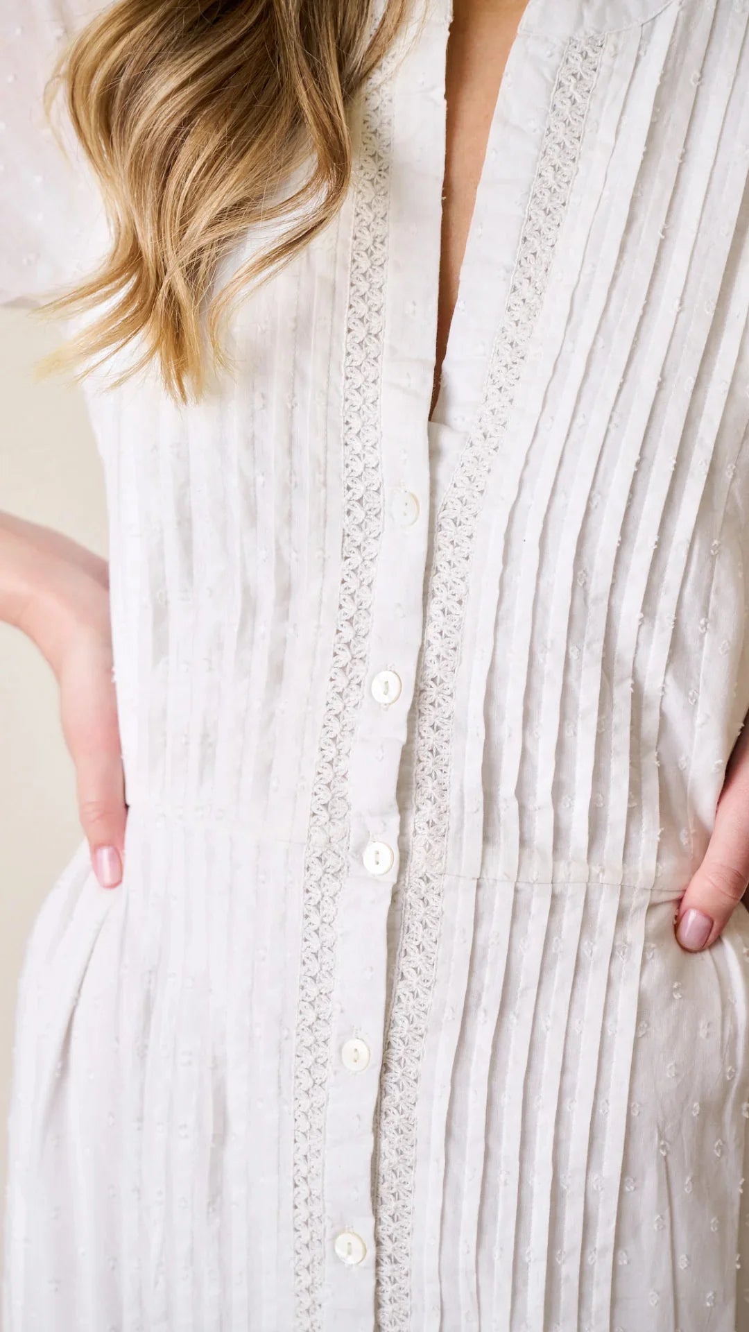 Marea Eve Dress - White Dobby