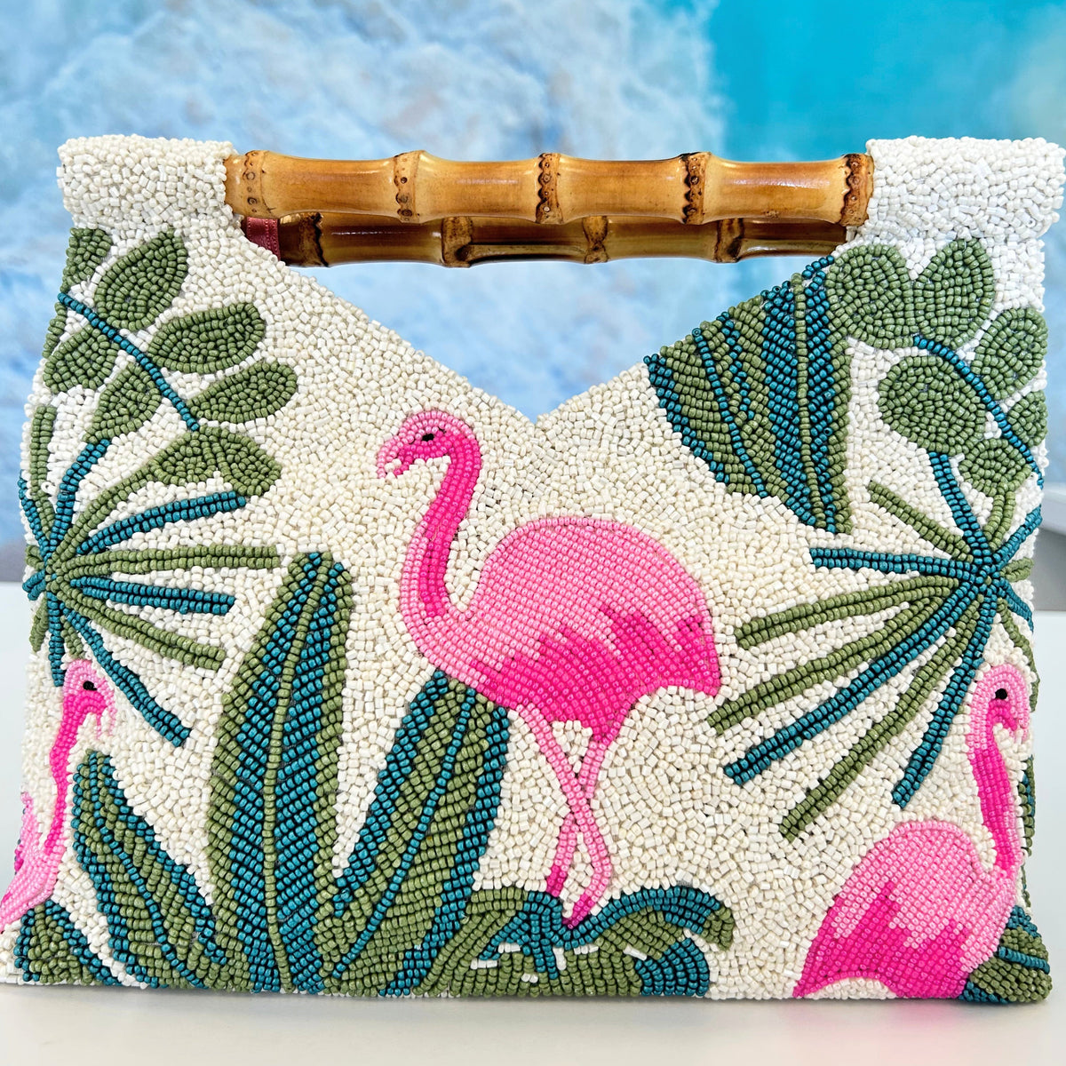 Tiana Design Bamboo Clutch - Flamingoes
