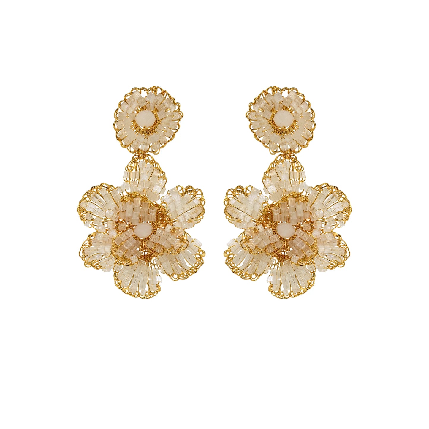 Lavish Mini Blossom Earrings - White