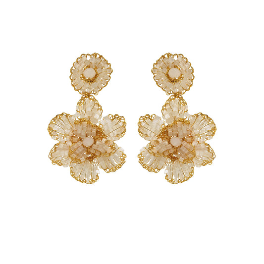 Lavish Mini Blossom Earrings - White