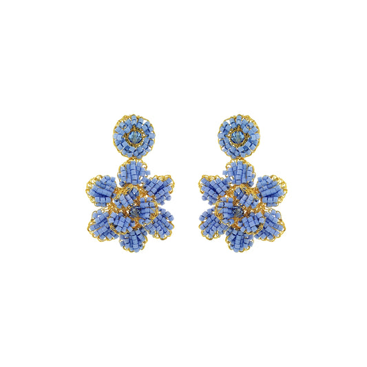 Lavish Mini Blossom Earrings - Blue