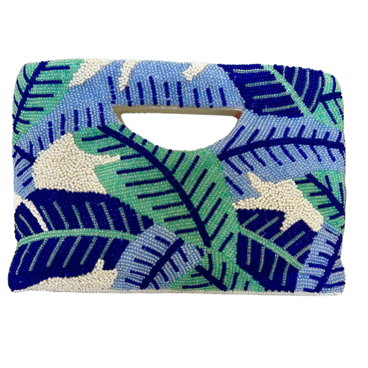 Tiana Design Easy Handle Clutch - Blue Leaves