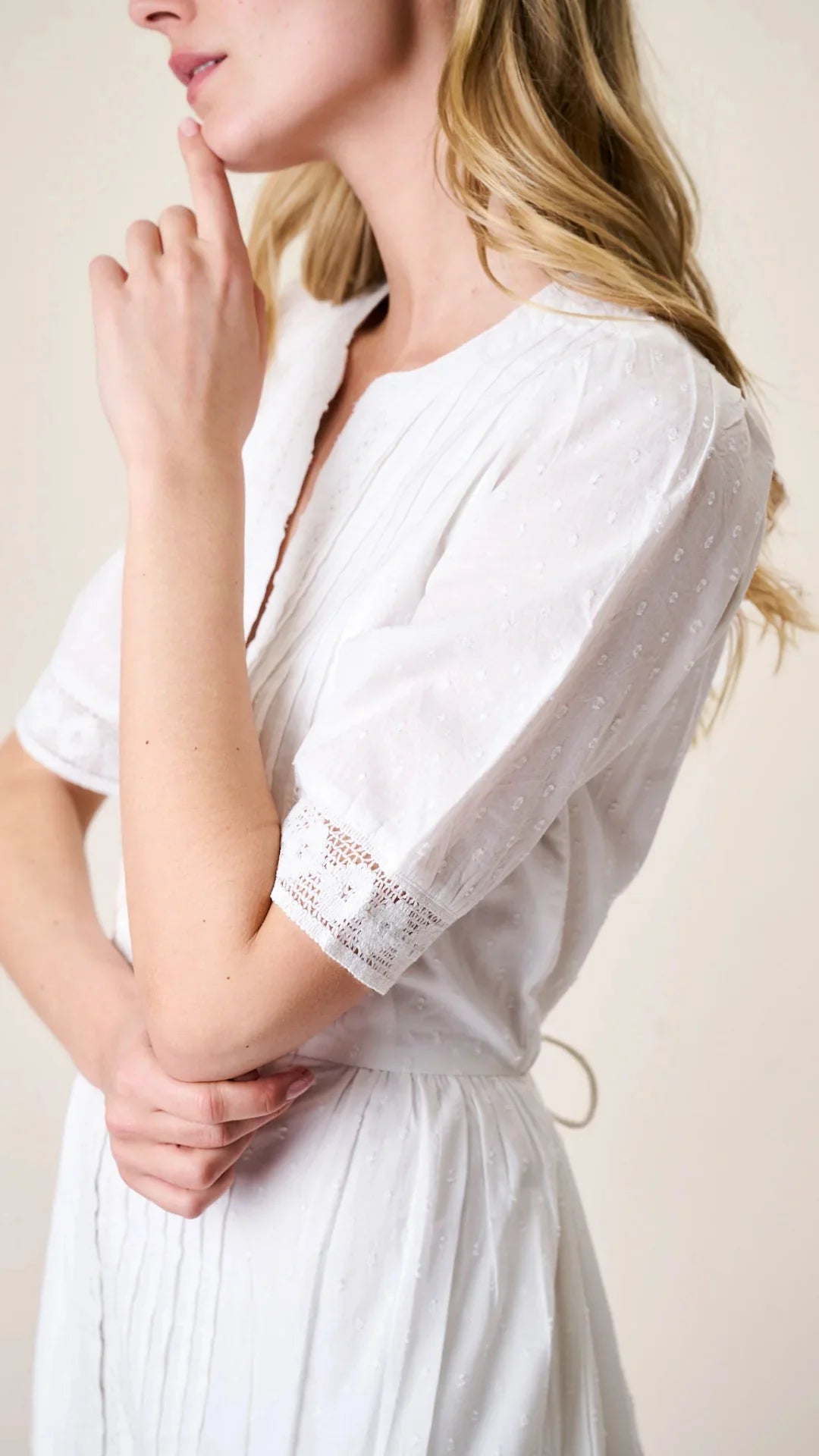 Marea Eve Dress - White Dobby