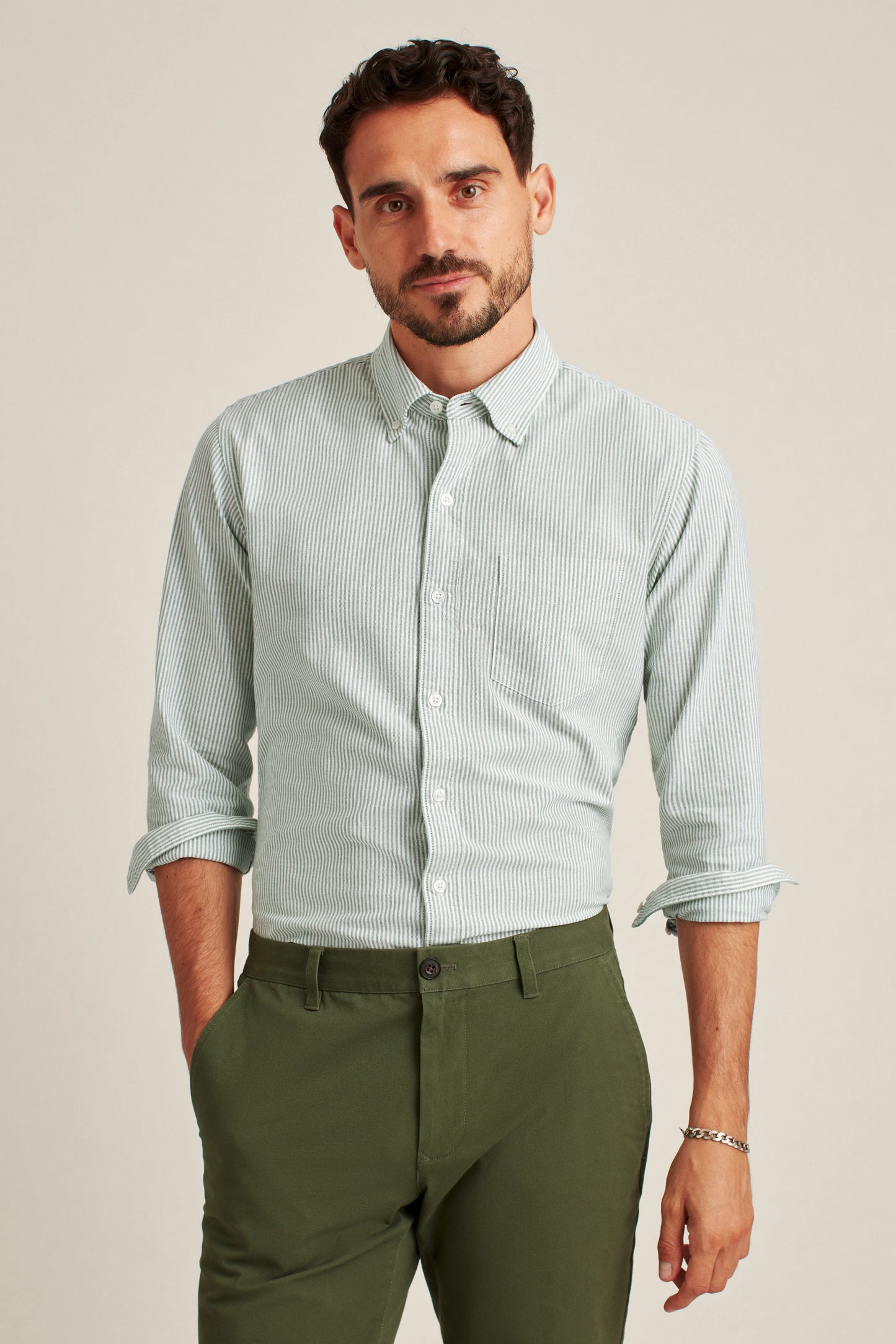 Bonobos Everyday Oxford Shirt - Sage Green Stripe