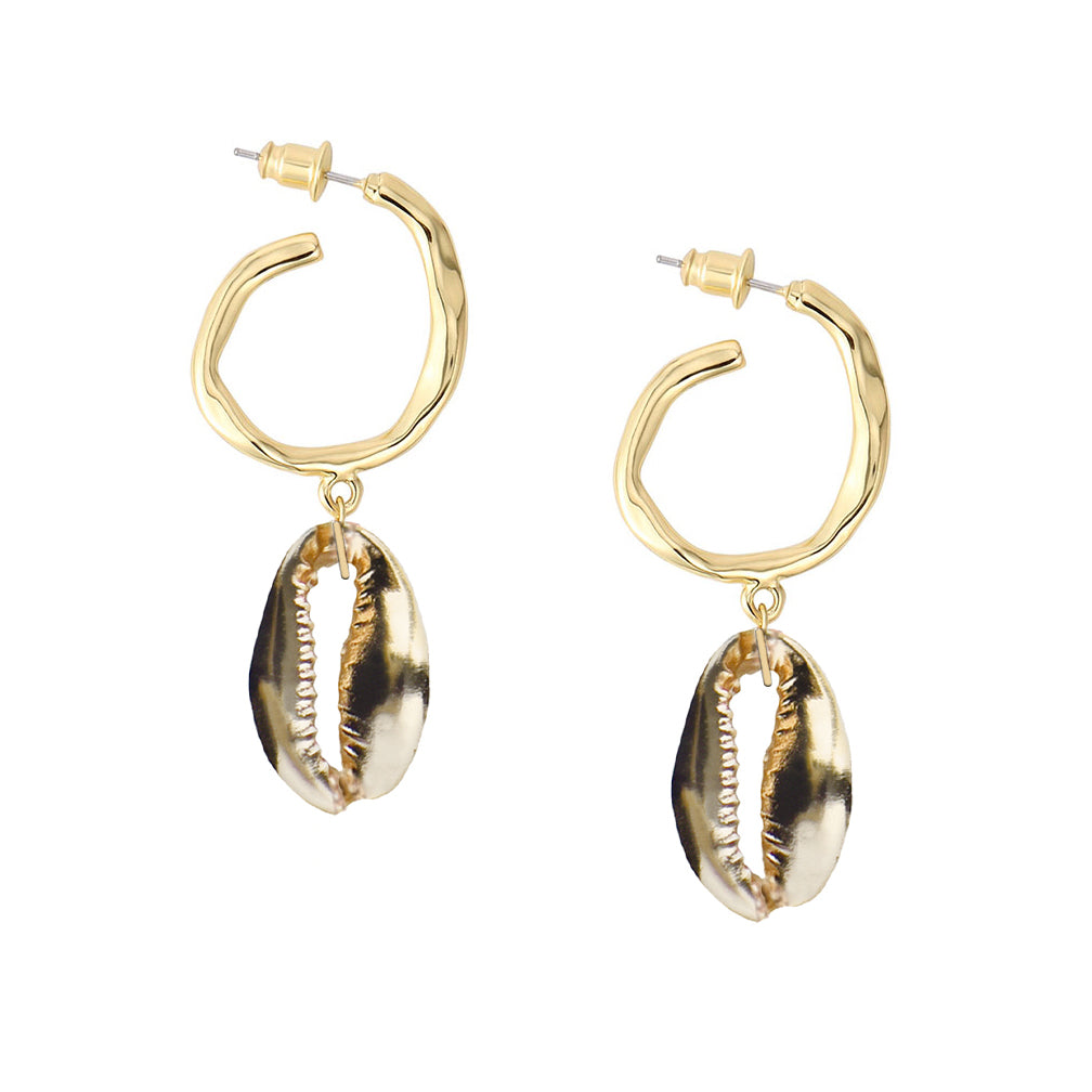 Adriana Pappas - Hammered Hoop Shell Drops Earrings