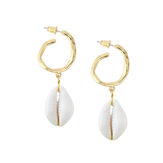 Adriana Pappas - Hammered Hoop Shell Drops Earrings
