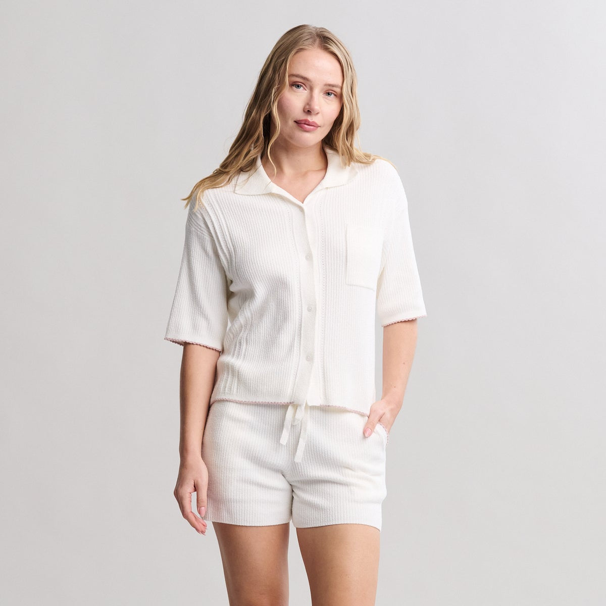 Barefoot Dreams CozyChic Scallop Set - Pearl