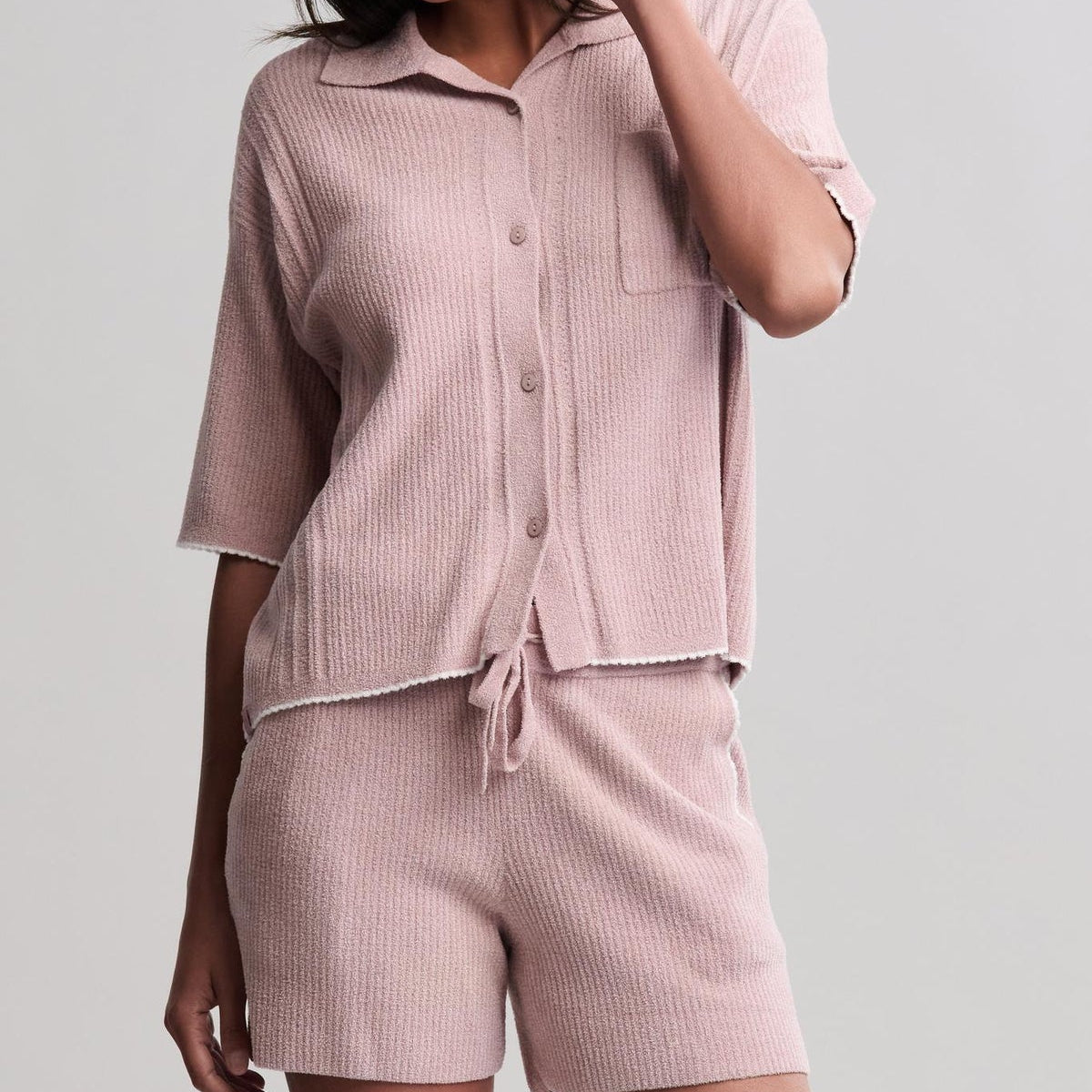 Barefoot Dreams Scallop Short Sleeve Set -  Teaberry