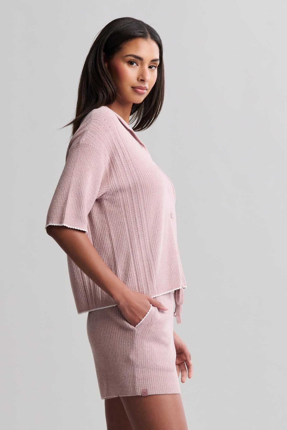 Barefoot Dreams Scallop Short Sleeve Set -  Teaberry