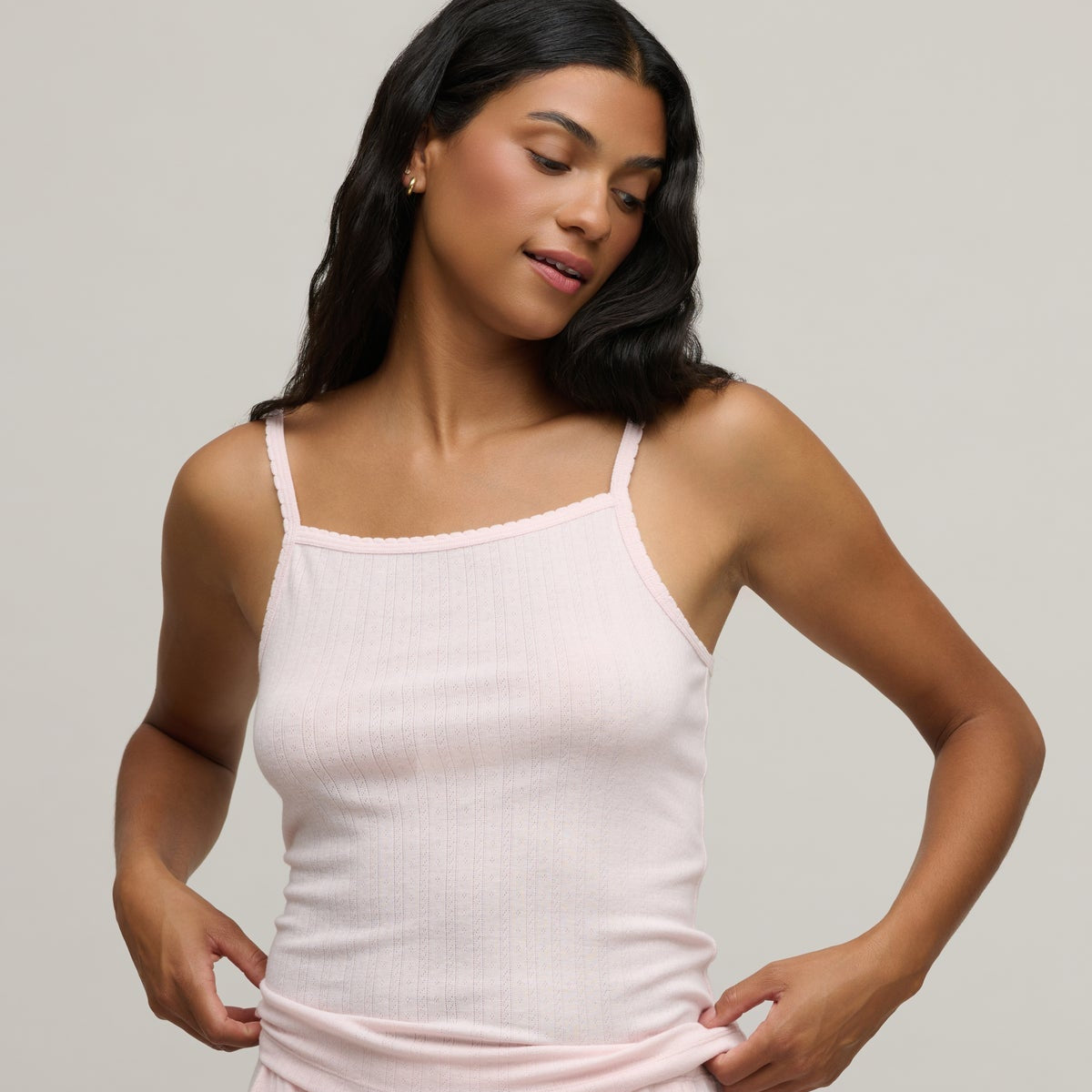 Barefoot Dreams Pointelle Rib Tank - Pink Sand