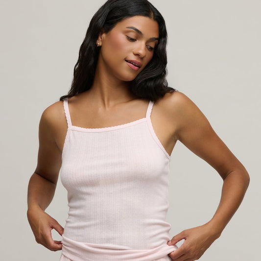 Barefoot Dreams Pointelle Rib Tank - Pink Sand