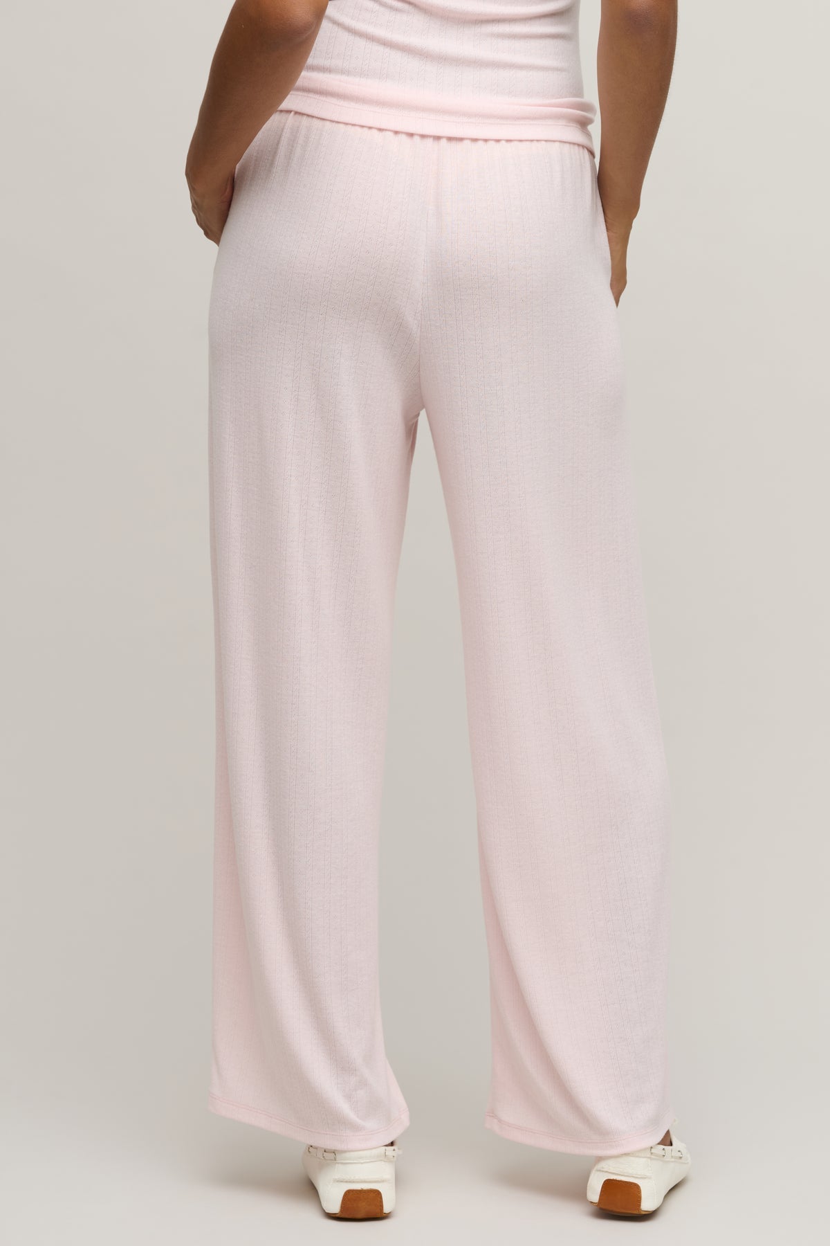Barefoot Dreams Pointelle Rib Pant - Pink Sand