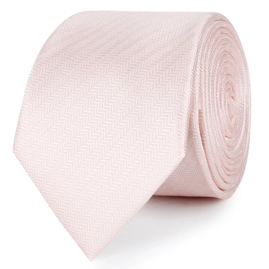 OTAA Men's Skinny Tie - Blush Pink Herringbone