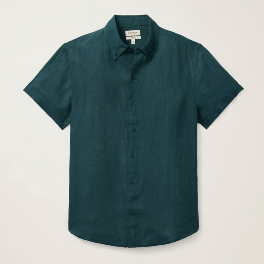 Bonobos Riviera Linen Shirt - Dark Green