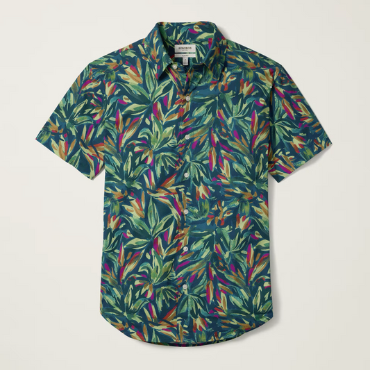 Bonobos Riviera Shirt - Navy Leaves