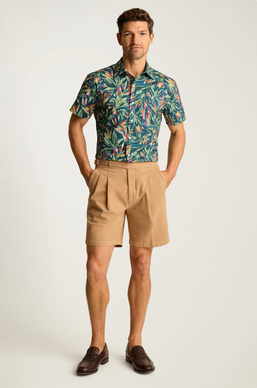 Bonobos Riviera Shirt - Navy Leaves