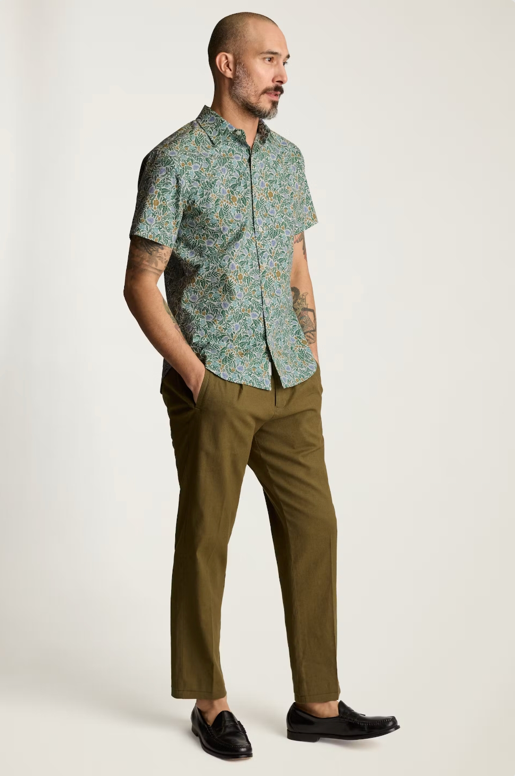 Bonobos Riviera Shirt - Green Blue Bouquets