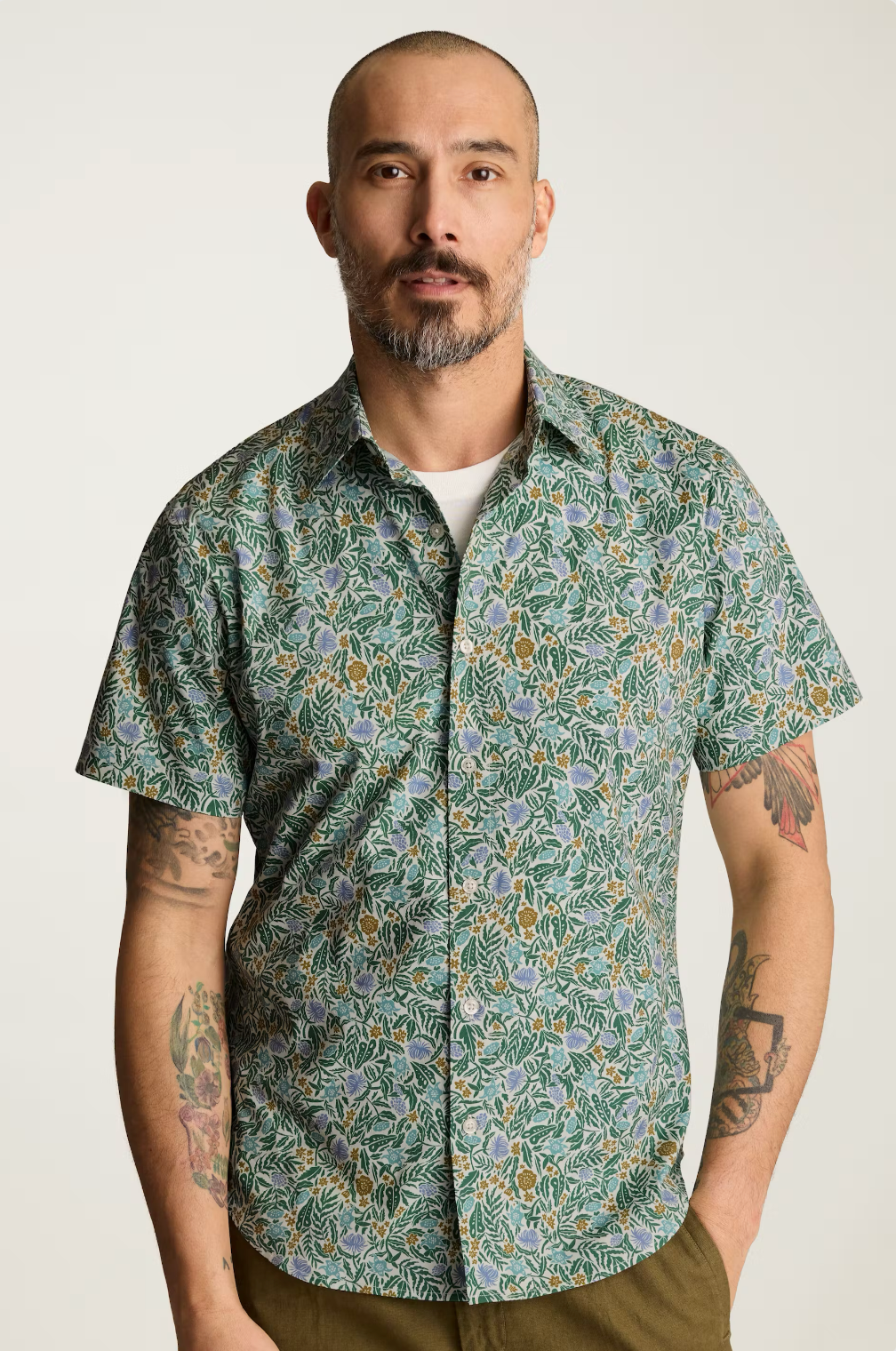 Bonobos Riviera Shirt - Green Blue Bouquets