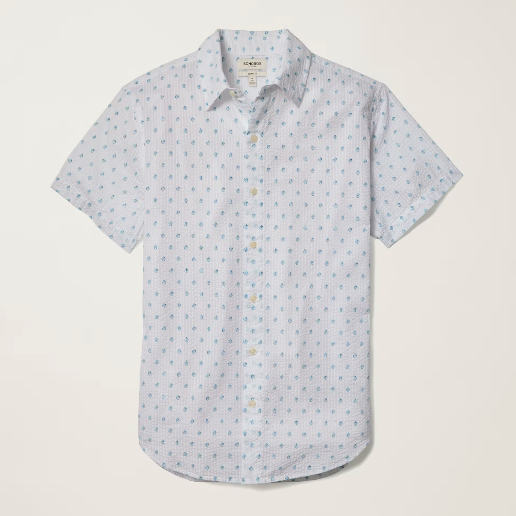 Bonobos Riviera Shirt - Blue Lundi Leaves