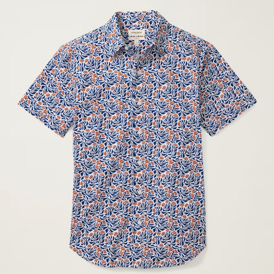 Bonobos Riviera Shirt - Red Blue floral Scatter