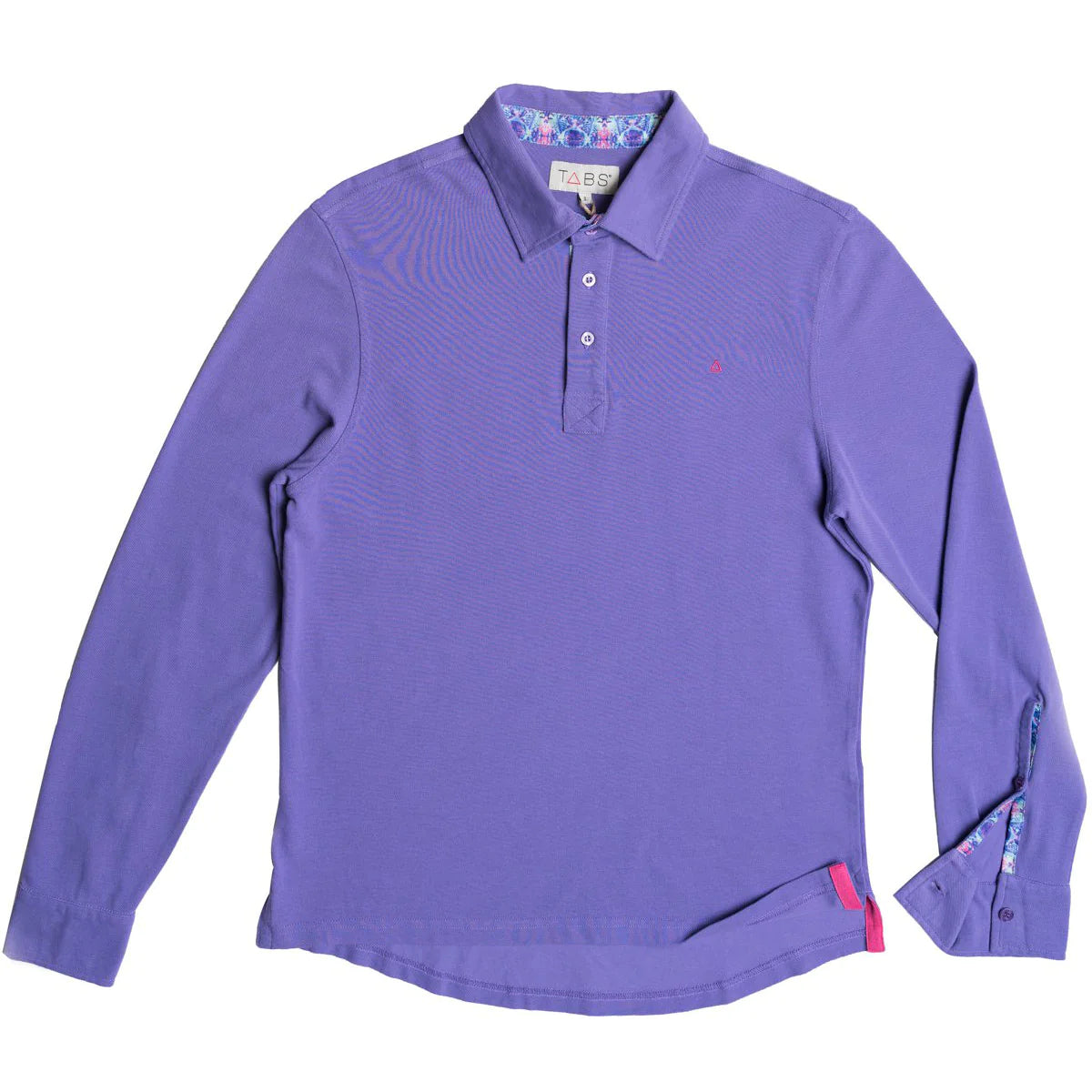 Men's Long Sleeve Cotton Polo - Bermudiana Purple