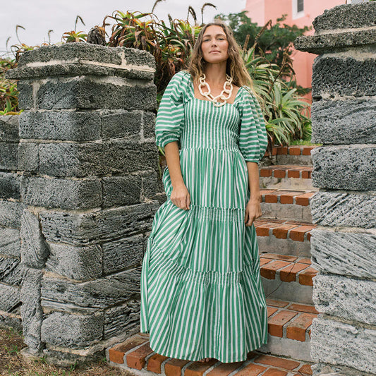 Sunshine Tienda Green & White Tula Dress
