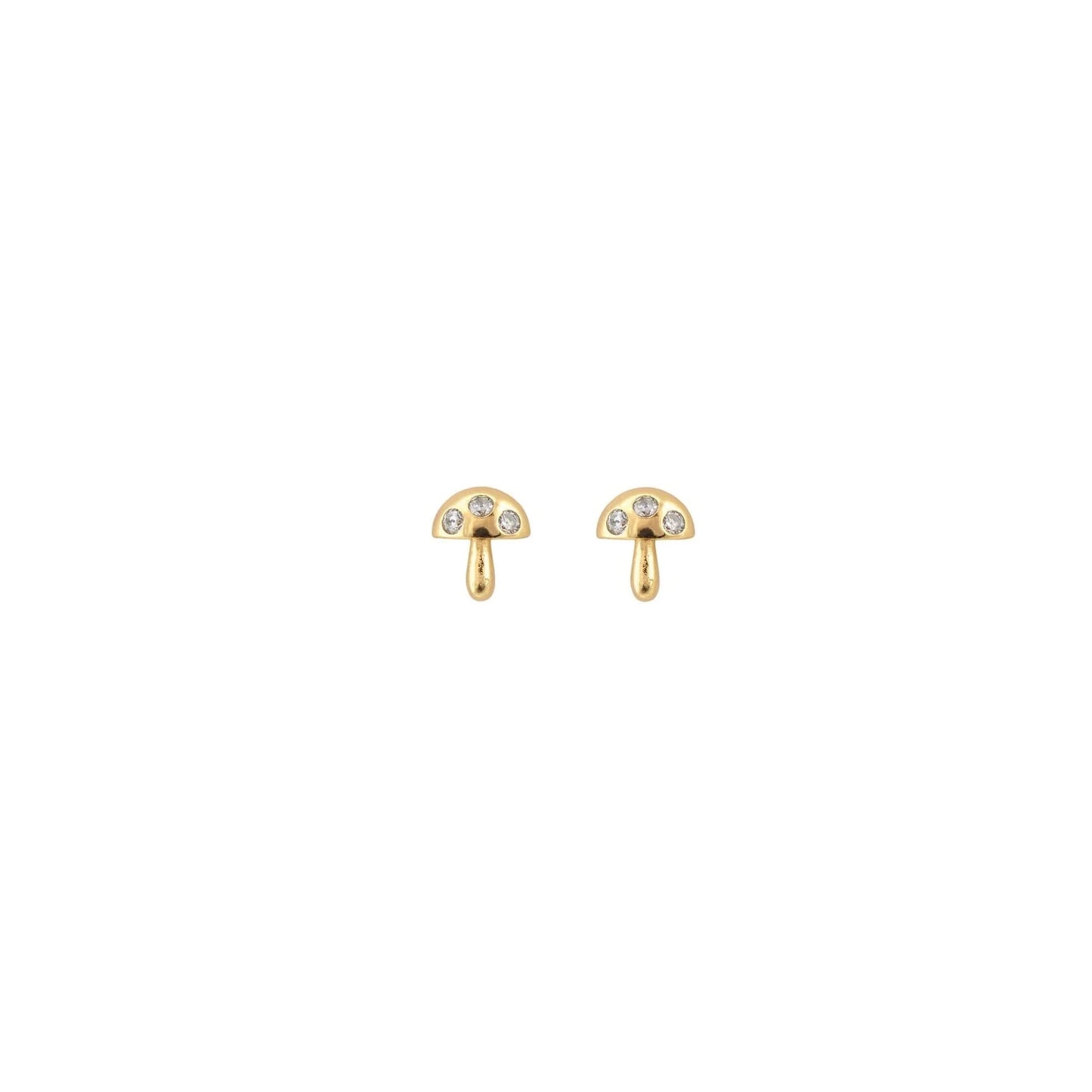 Kris Nations - Mushroom Crystal Stud Earrings -18K Gold Vermeil