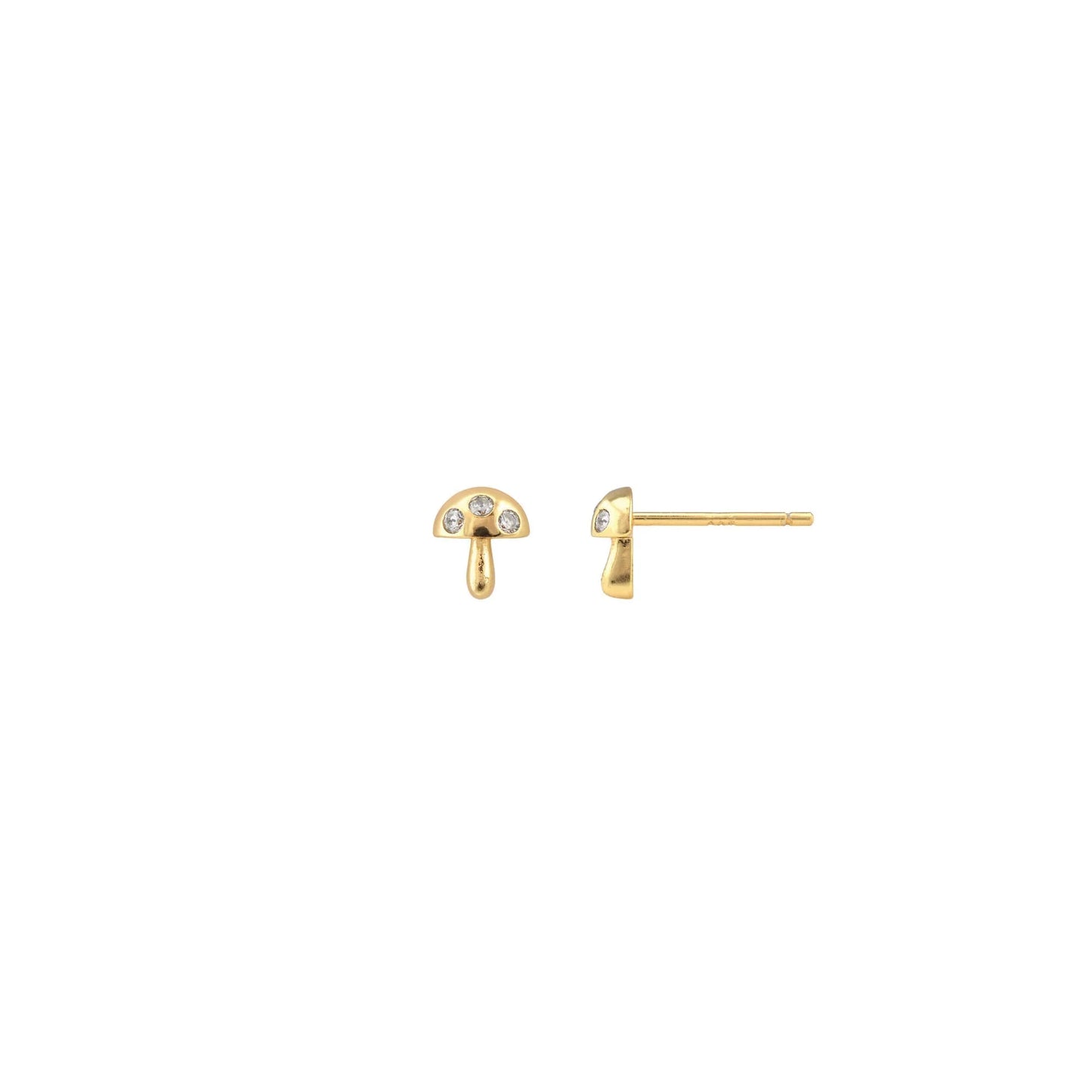 Kris Nations - Mushroom Crystal Stud Earrings -18K Gold Vermeil