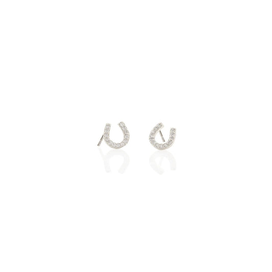 Kris Nations - Horseshoe Crystal Stud Earrings - Silver