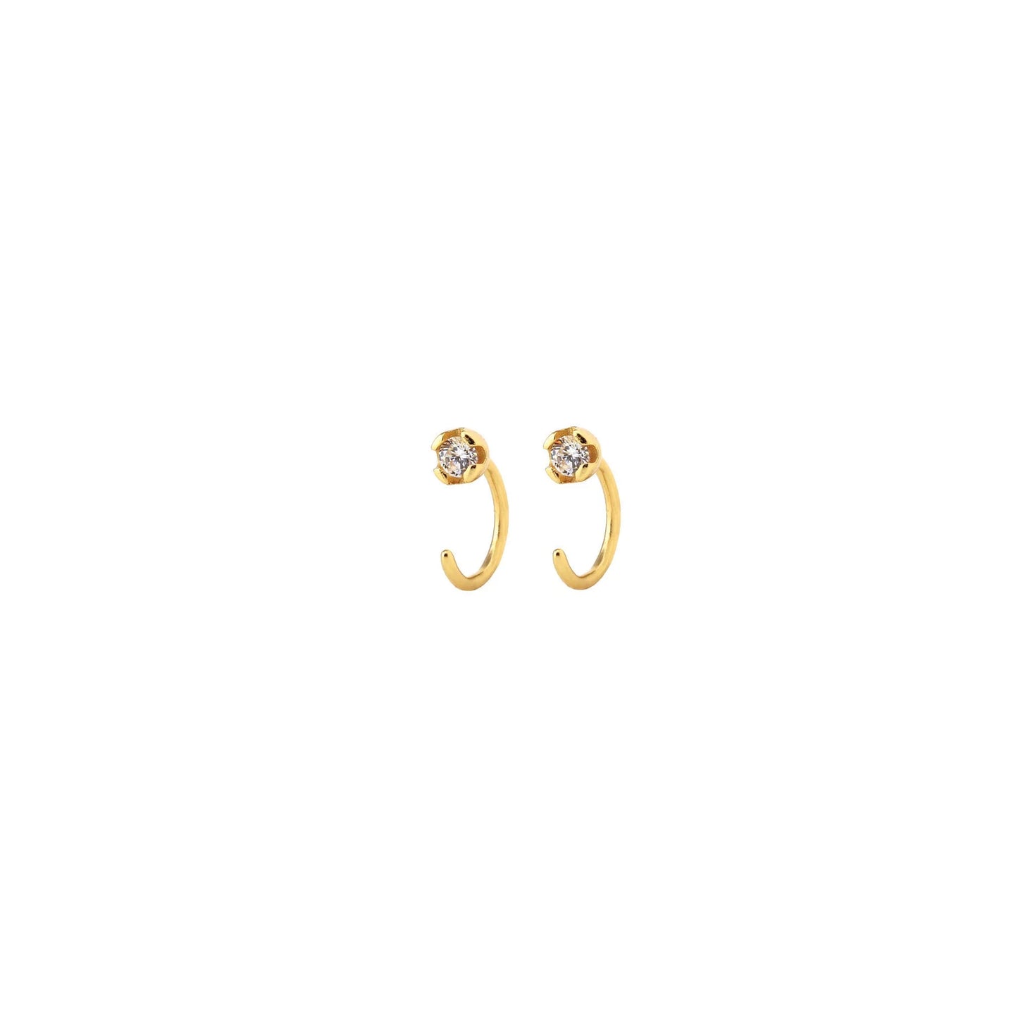 Kris Nations - Crystal Bezel Pull Through Earrings - 18K Gold Vermeil