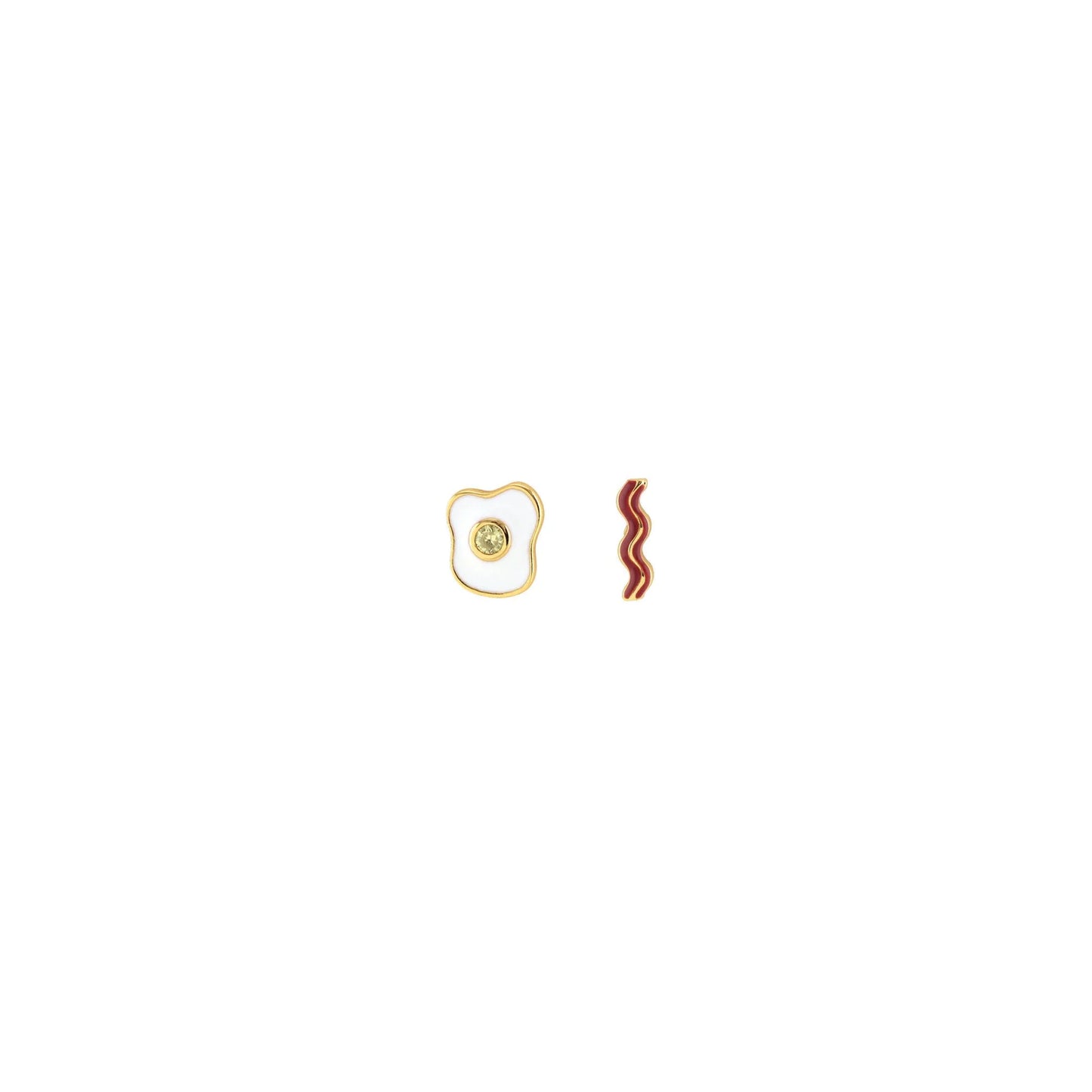 Kris Nations - Bacon and Egg Enamel Stud Earrings