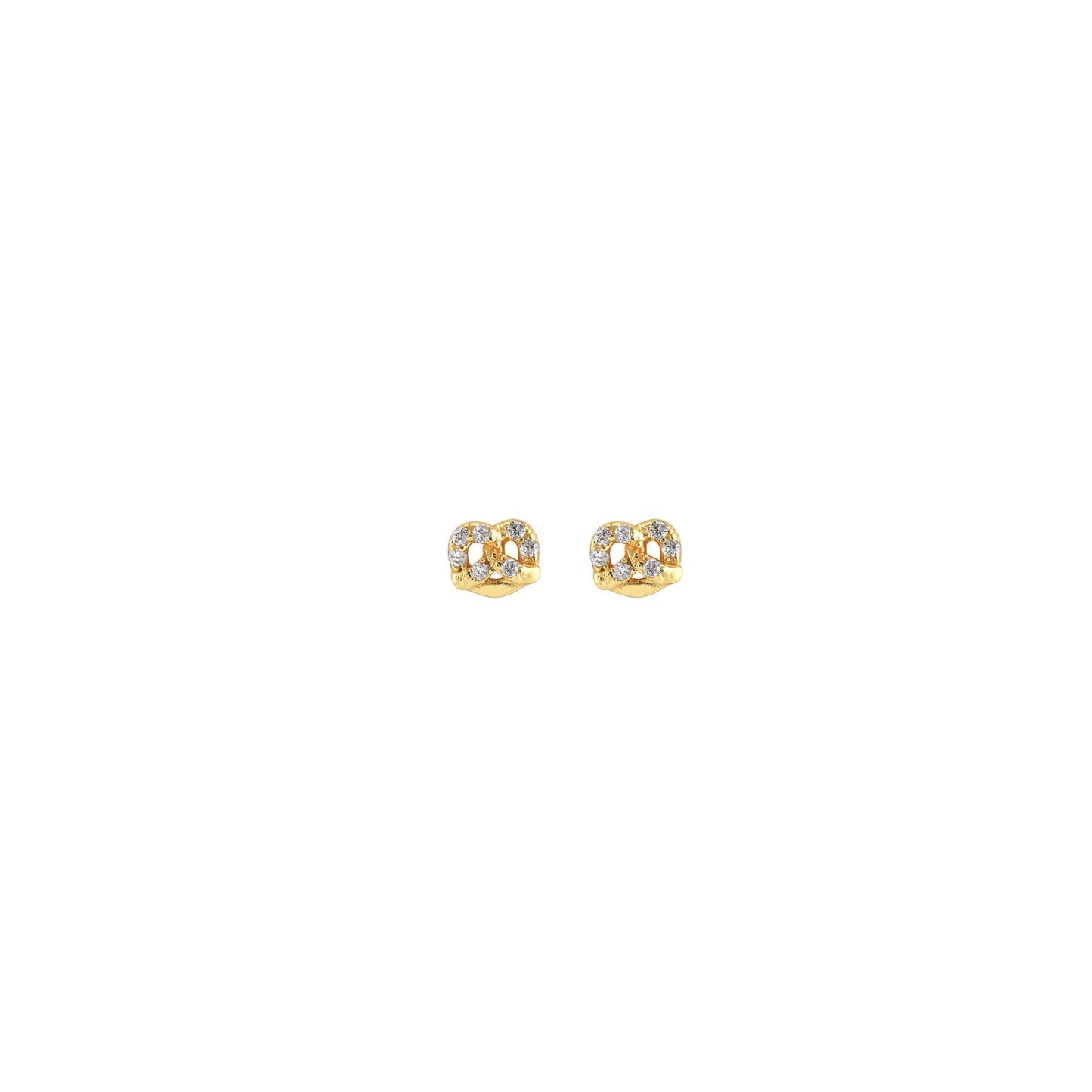 Kris Nations - Tiny Pretzel Crystal Stud Earrings - 18K Gold Vermeil