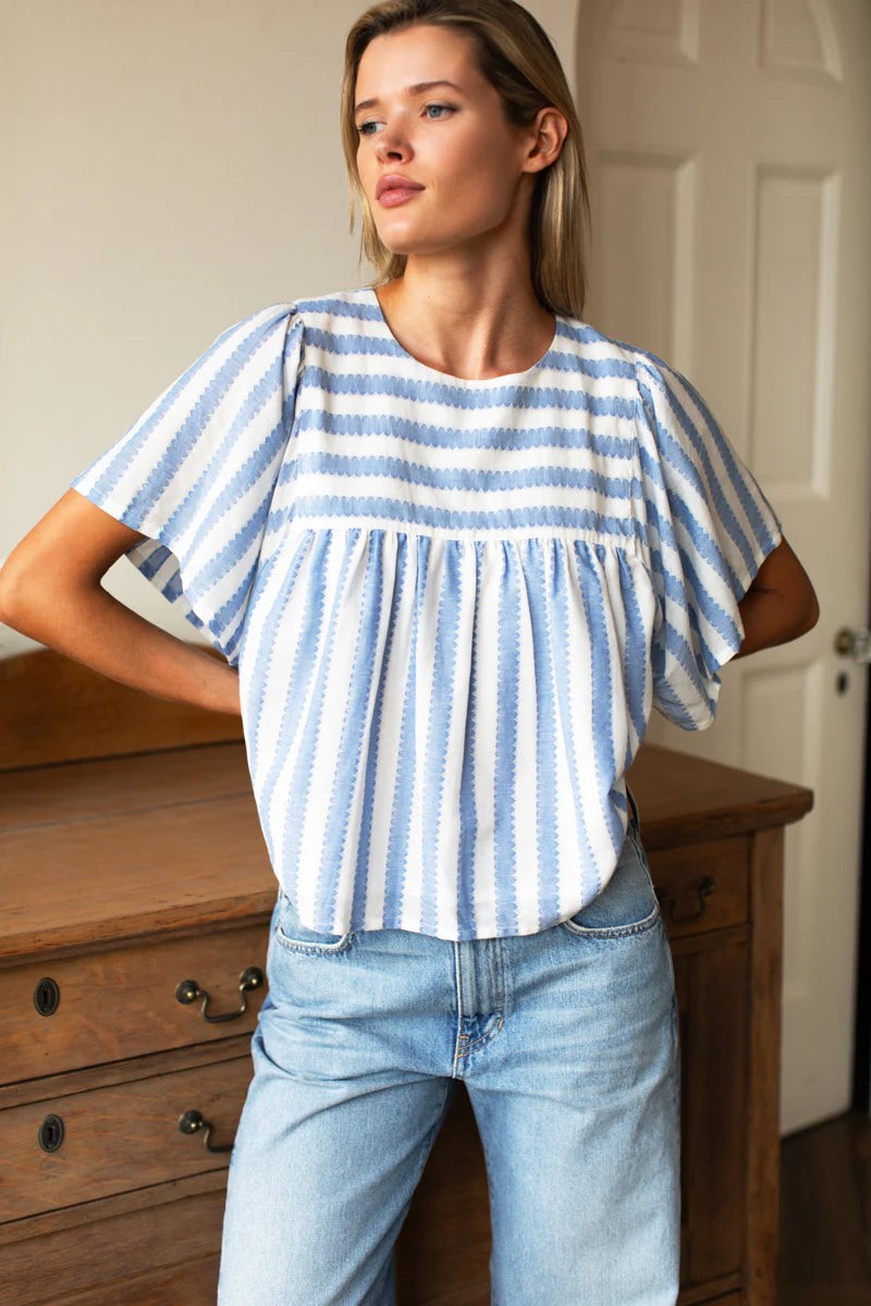 Emerson Fry Basalie Top - Scallop Blue Stripe