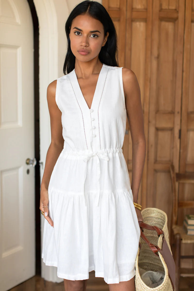 Emerson Fry Basque Linen Sundress - Ivory