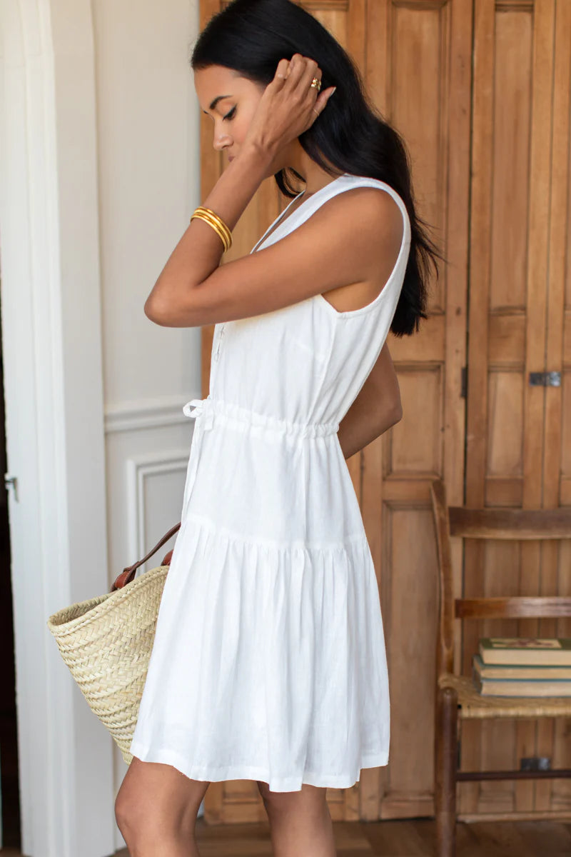 Emerson Fry Basque Linen Sundress - Ivory