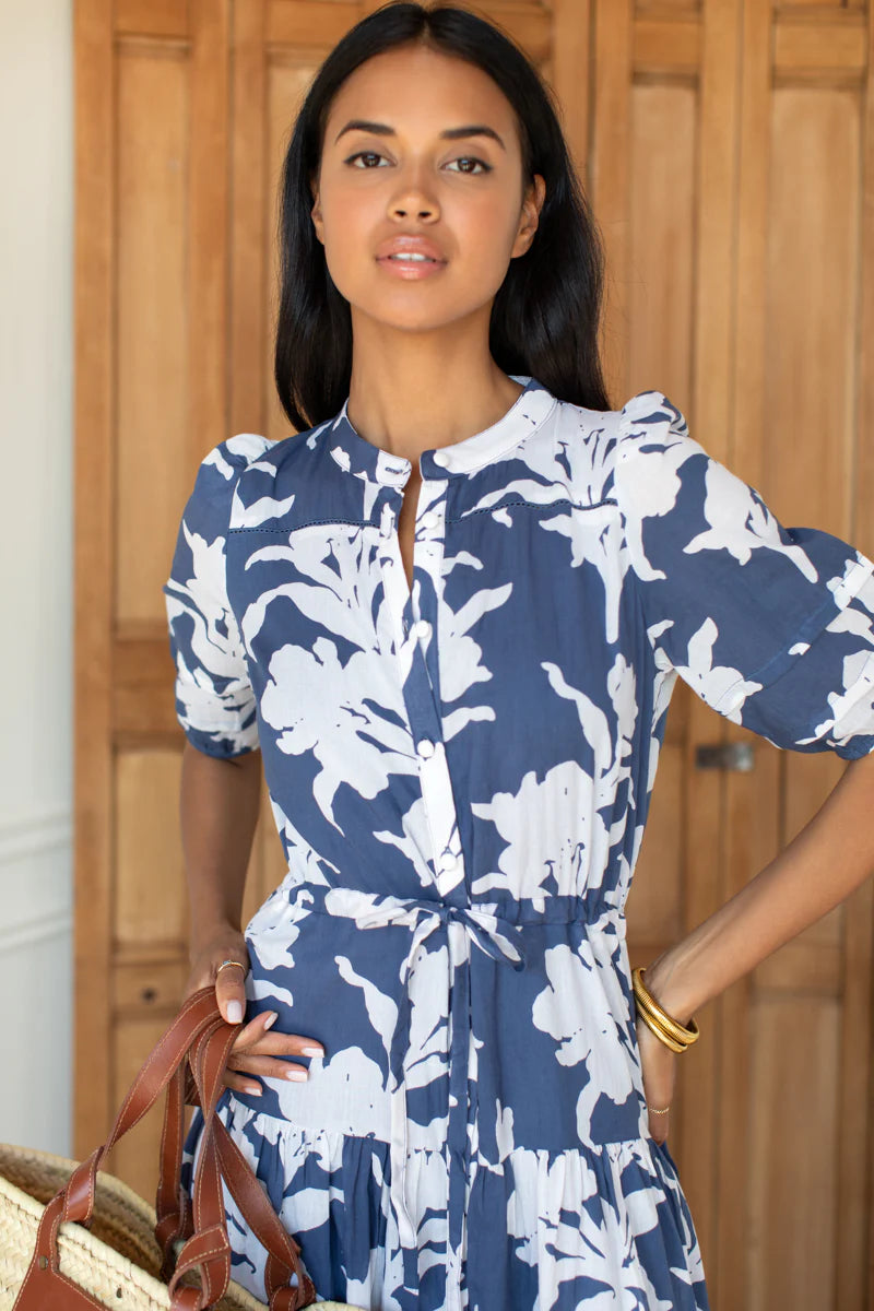 Emerson Fry Lucy 4 Dress - Blue Indigo + Ivory Orchid