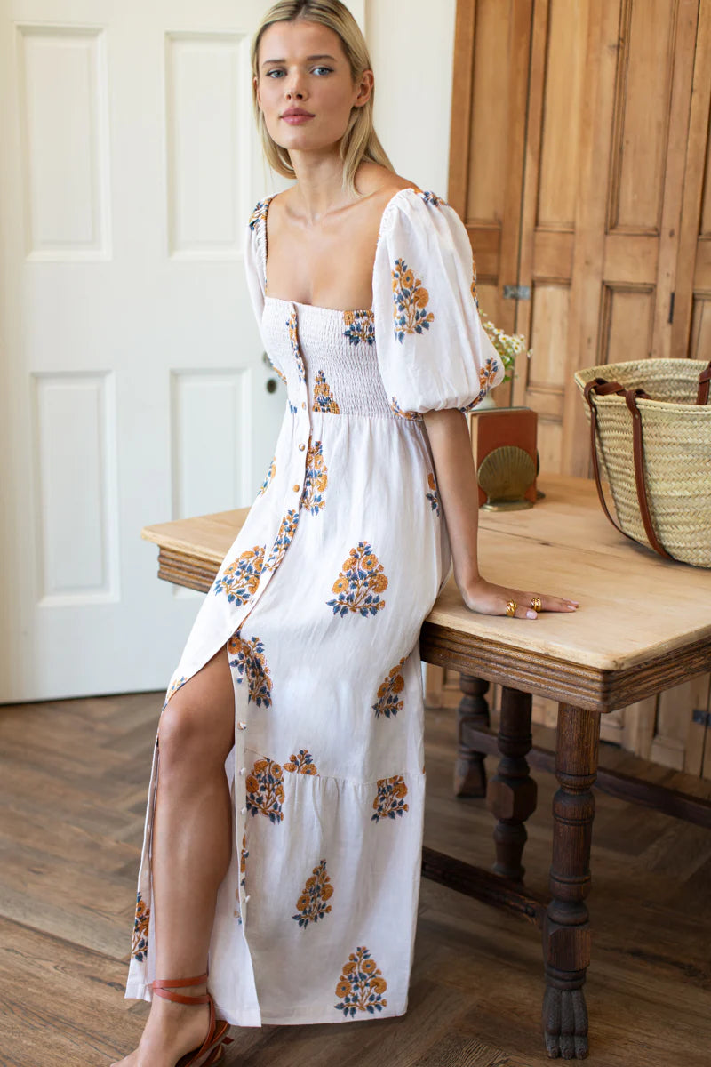 Emerson Fry Santiago 4 Maxi Dress - Tomas Flowers Marigolds Linen