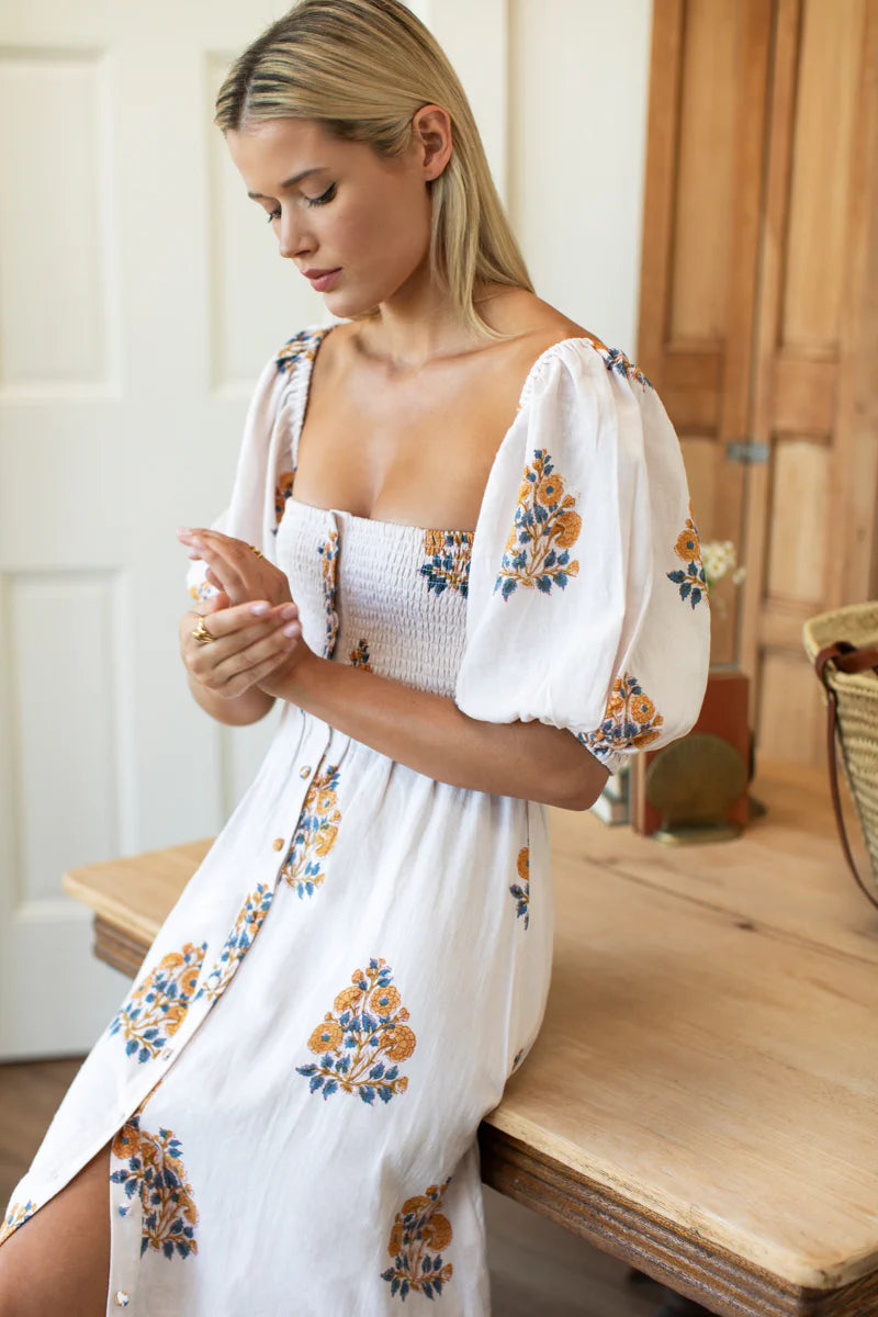 Emerson Fry Santiago 4 Maxi Dress - Tomas Flowers Marigolds Linen