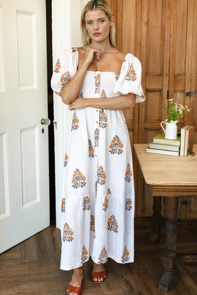 Emerson Fry Santiago 4 Maxi Dress - Tomas Flowers Marigolds Linen